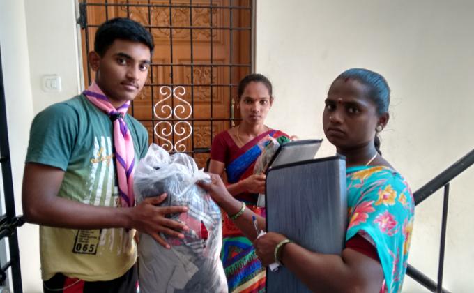 Donating old clothes to orphans