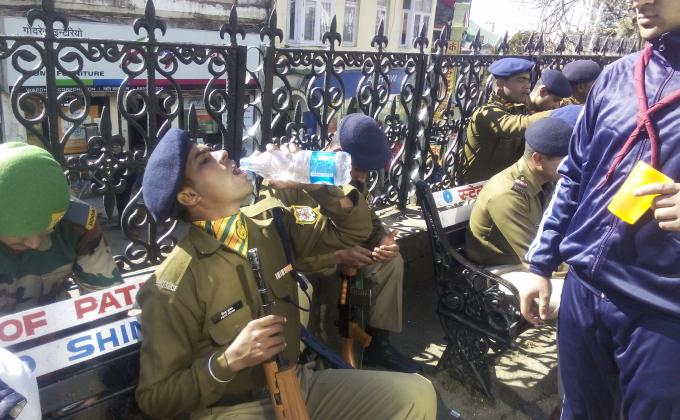 Providing drinking water to all the participants in the state level republic day parade (Jan.2016).
