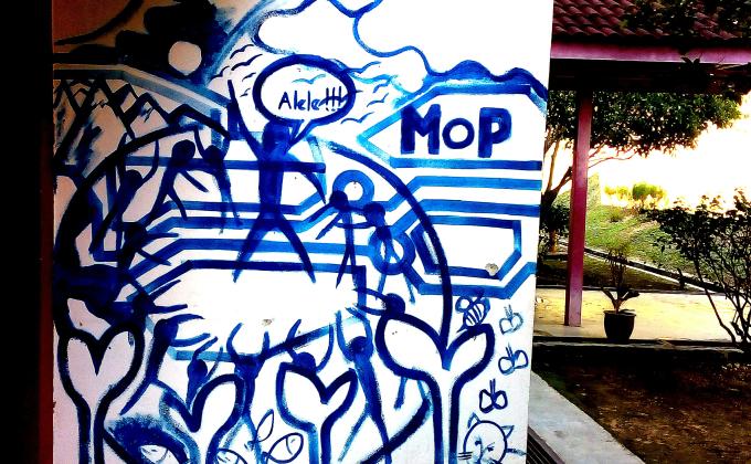 Proses pembikinan mural alele.
