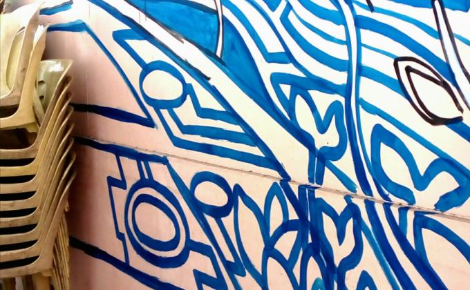 Sudut kanan mural 3d.