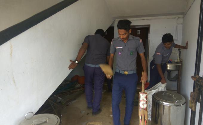 Flood rescue camp cleaning