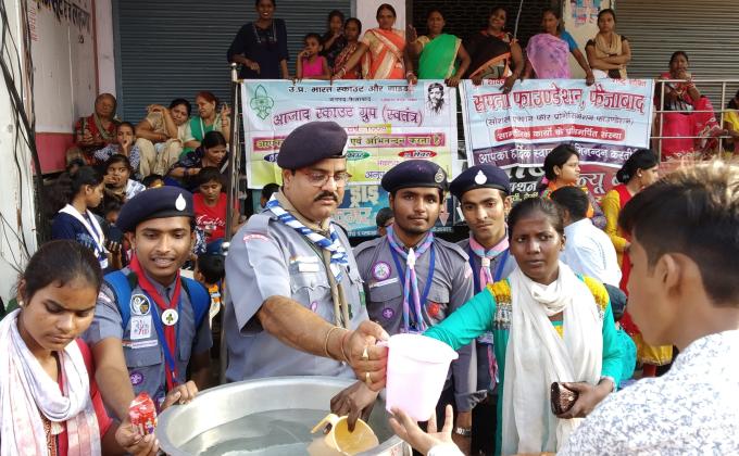 Service in Local Durga Puja Festival