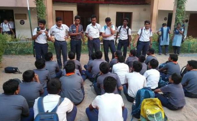 Teaching Rajapuraskar students in our school