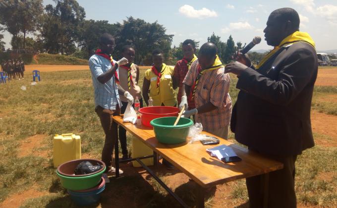 Former inmates (Prison Scouts) demostrating skills they learnt while in Uganda Prison