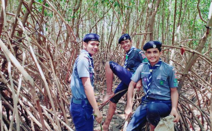 "Beat Air Pollution"- Mangrove's Plantation by Bsg Udupi District Association , Karnataka State, India.