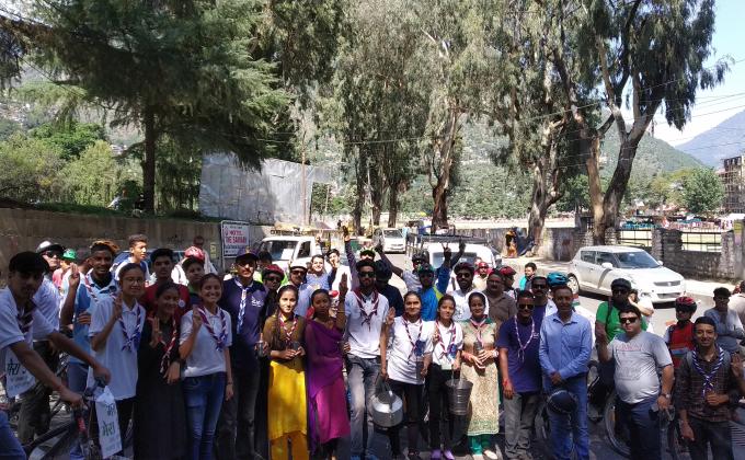 महात्मा गांधी की 150वी वर्ष गांठ के दौरान साइकिल रैली ।