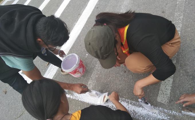 Repainting zebra cross