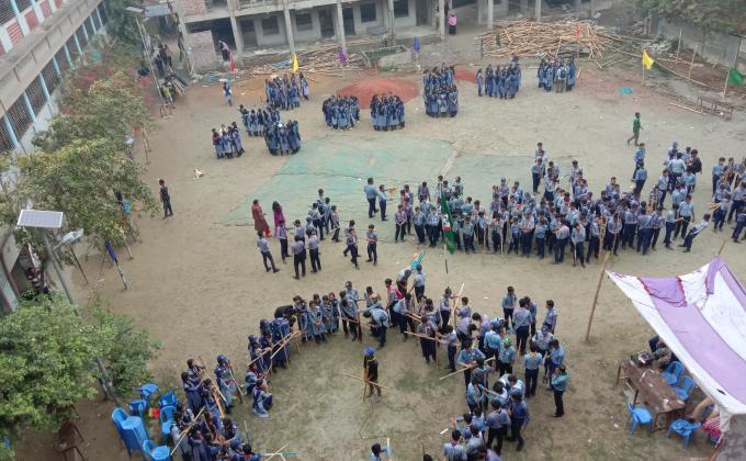Rope work in camp during class