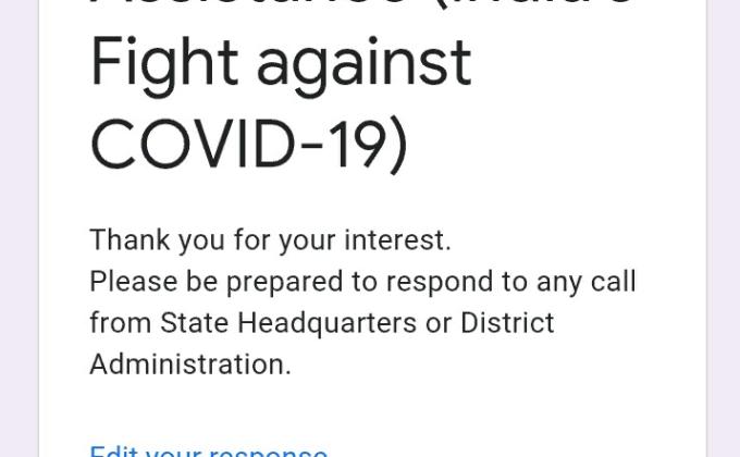 A small step in which I give service for COVID -19