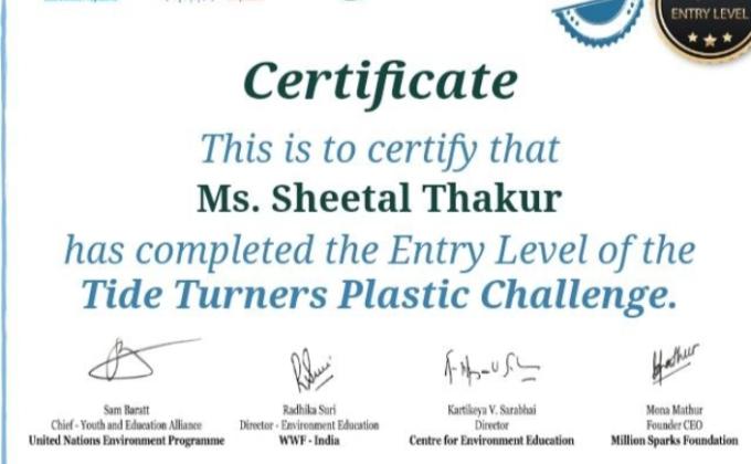Project sankalp (B) environment & sustainability (2) challenge-#plastic tide Turner's challenge.