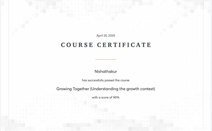 GROWING TOGETHER COURSE CERTIFICATE