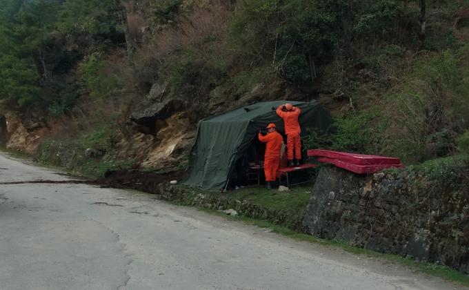 Building check post to avoid covid 19 social distance. 