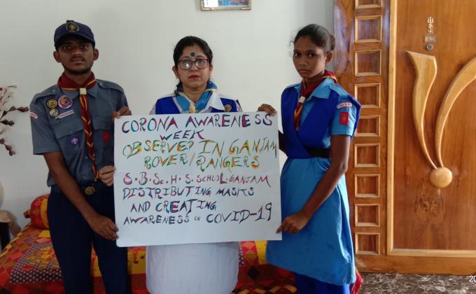 ##day2##corona free week observation in our district Ganjam ##distributing and creating awareness on use of mask ##handwash demonstration ##awareness through posters and flyers ##rover rangers unit leader involved ##s. b. sc. h. s. school konisi ganjam ##