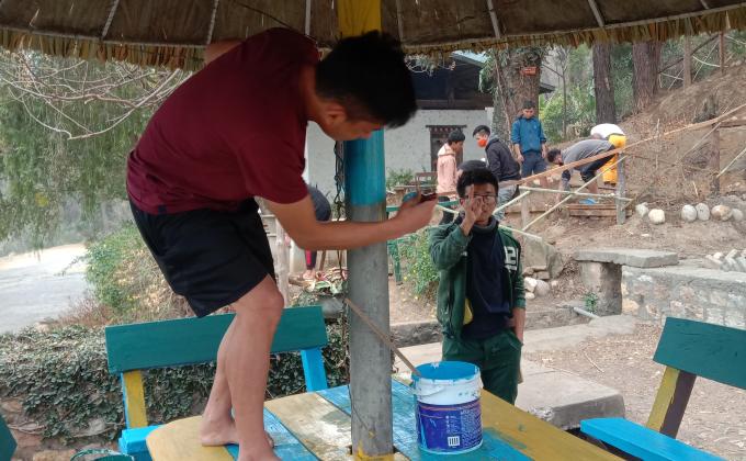 Beautification in college campus-college of natural resources,punakha dzongkhag