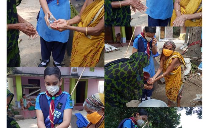 GIVING KNOWLEDGE ABOUT HAND WASH OF OUR VILLAGE OLDERS