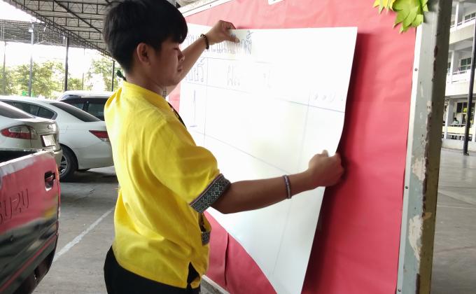 ติดป้ายนับคะแนนเลือกตั้งคณะกรรมการนักเรียน