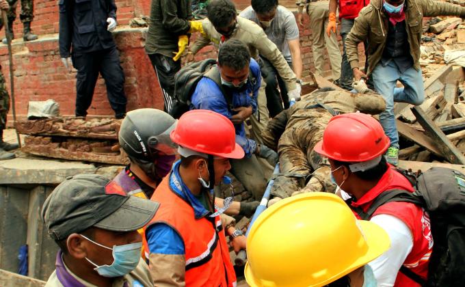 Scouts in action in earthquake