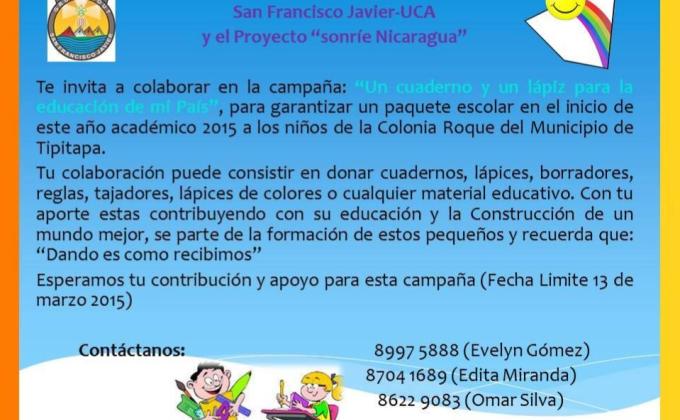 Un cuaderno y un lápiz por la educación de mi país.