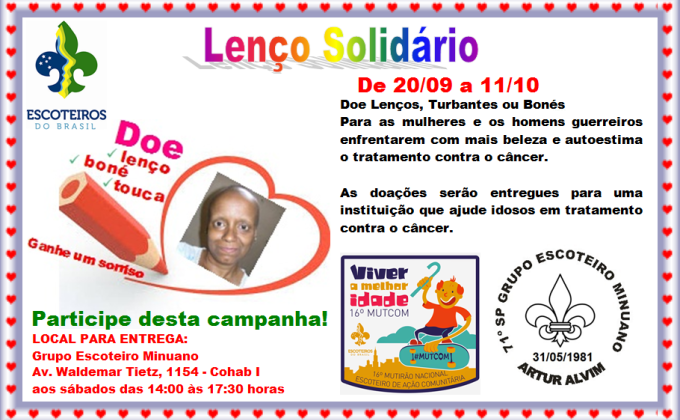 Campanha Lenço Solidário do 71/SP Grupo Escoteiro Minuano no 16º Mutirão Nacional Escoteiro de Ação Comunitária