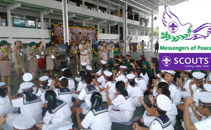 Messenger of Peace Actitivies for Sea-scout and Boy scout of Thep Sirin School, Samut Prakarn Province, Thailand.