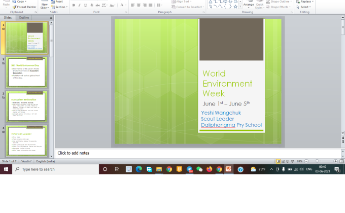 World Environment Day: Virtual Advocacy WED and WED Theme 2021