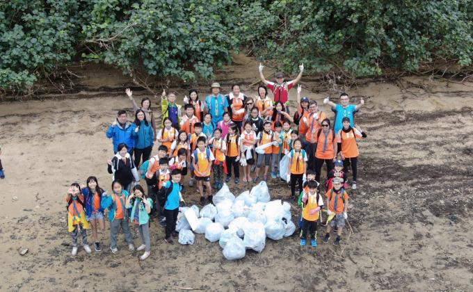 Beach cleaning up at Starfish Bay in Wu Kai Sha, Hong Kong