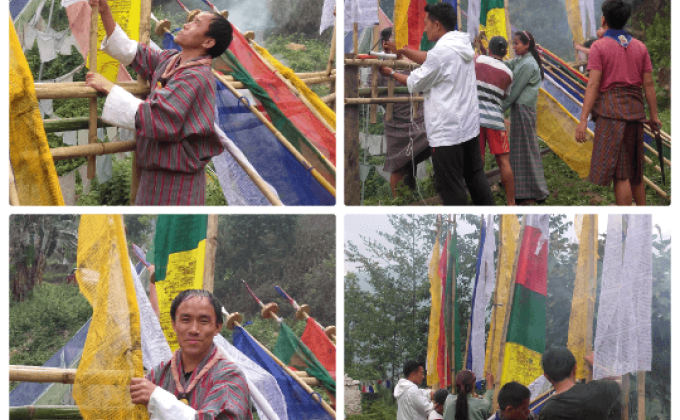 Furling of prayer flags for all sentient beings 