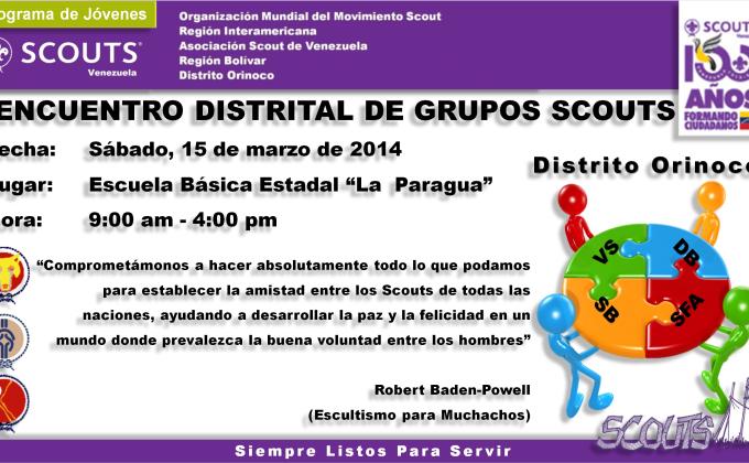 I Encuentro Distrital de Grupos Scouts - Distrito Orinoco, Región Bolivar, Venezuela.