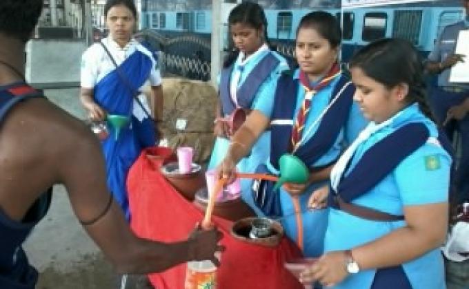 Water serving on Nagpur station
