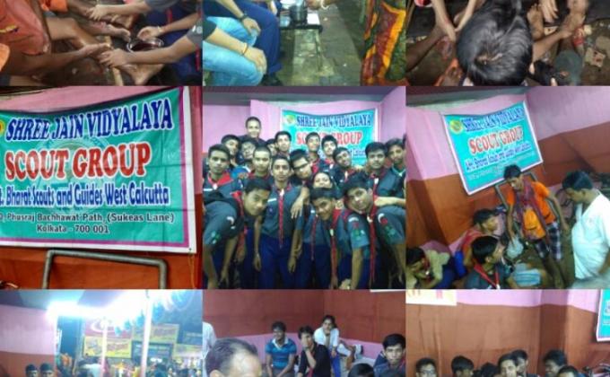 Making a better world scouts giving their services overnight in Tarkeshwar. 