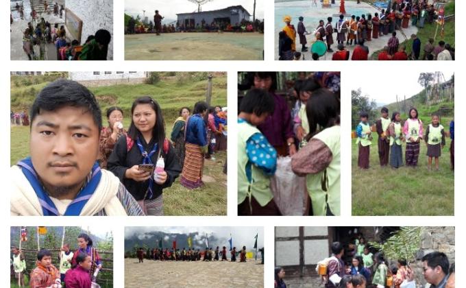 volunteer to carry religious text during local choekhor.