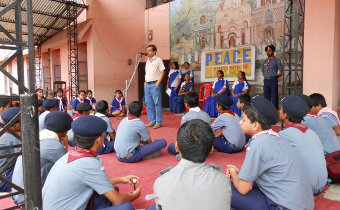 Message of peace celebration by scout and guides of K V Silchar