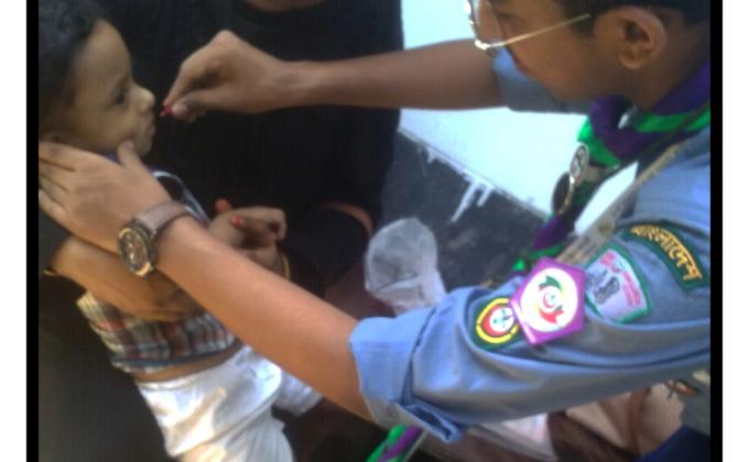 Giving Polio Vaccine & Vitamin (A) Capsule. [ 2019 ]