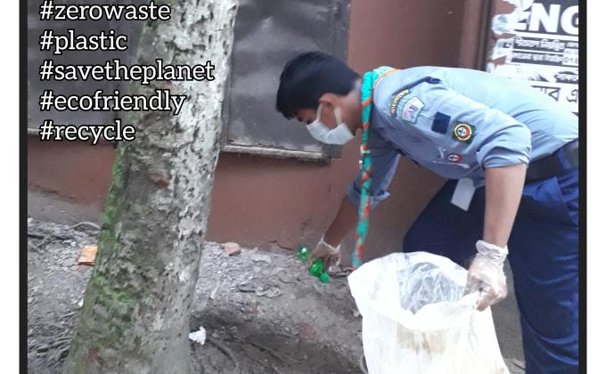 Collecting Plastic Bottles "Save the planet" purpose.