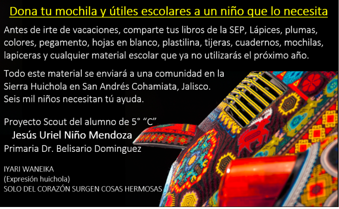 Dona tu mochila y útiles escolares a un niño que lo necesita