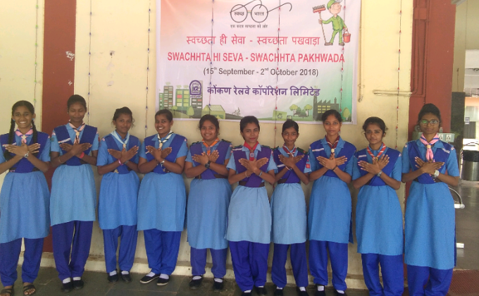 "28th month of Swachh Bharat Cleanliness Drive" by BSG district Association Udupi, at Indrali Railway Station Udupi ,Karnataka State. India.