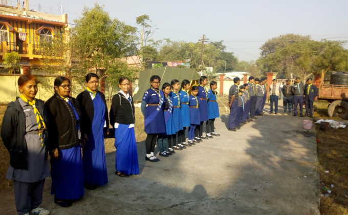Service scout in group camp