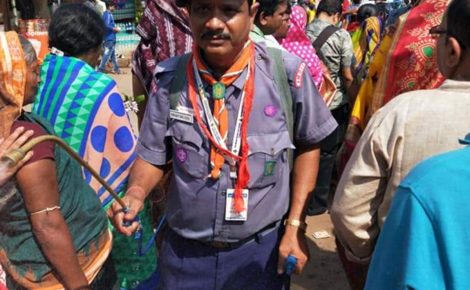 Water sprinkled, water distribution, First Aid  service to Public by Odisha Rover Scouts