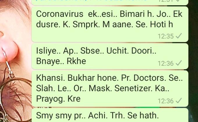 Reached 5 people (Friends/Relative)informed them about Coronavirus  out break.