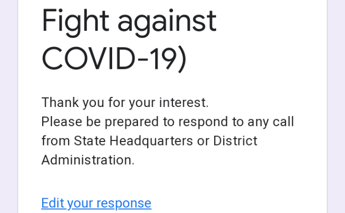 A small step of registration to giving services for covid19