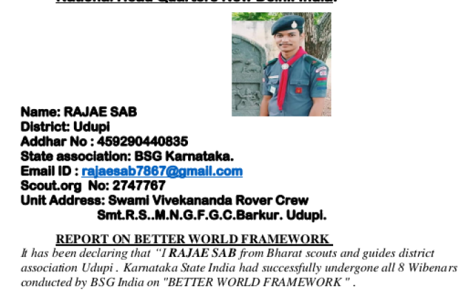 Report On "BETTER WORLD FRAME WORK"