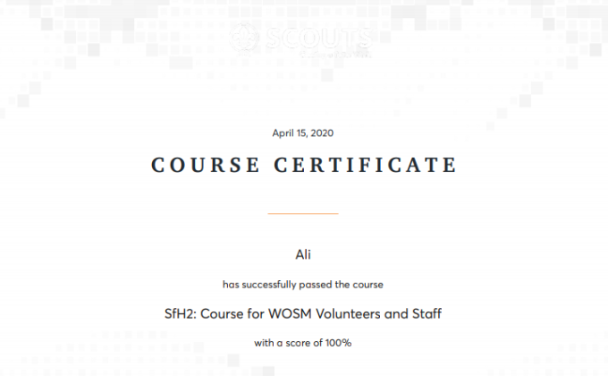 course for wosm volunteer and staff
