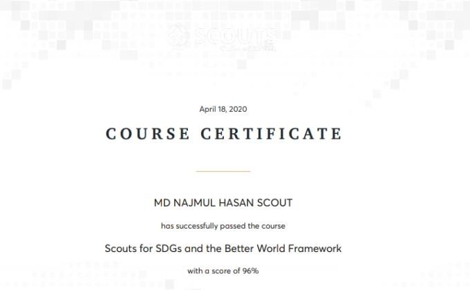 Course certificate 