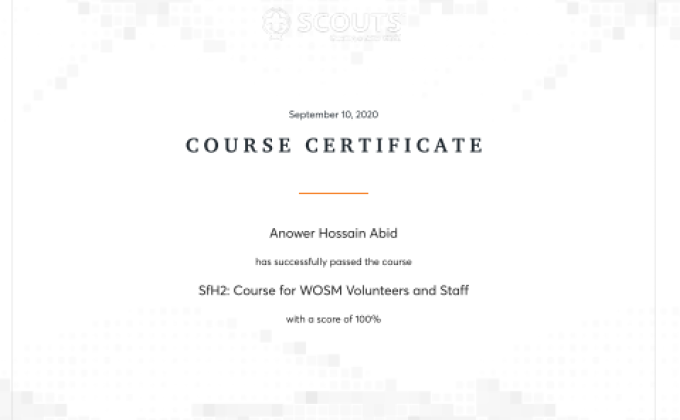 Particiating in WOSM's SAFE FROM HARM Course As A Volunteer.