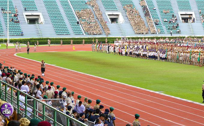 Thai scouts parade at Supachalasai National Stadium.Thailand July 1, 2017