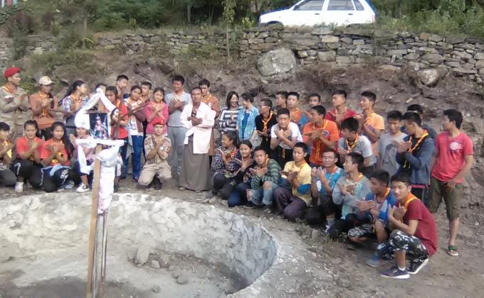 Construction of Guru's statue in Hurung, under Mongar Dzongkhag.