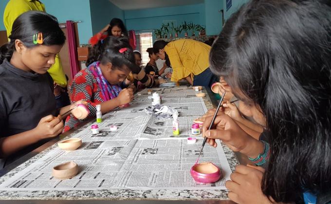 Diwali Celebration in a Local Orphanage with donation of sweets and clothes.