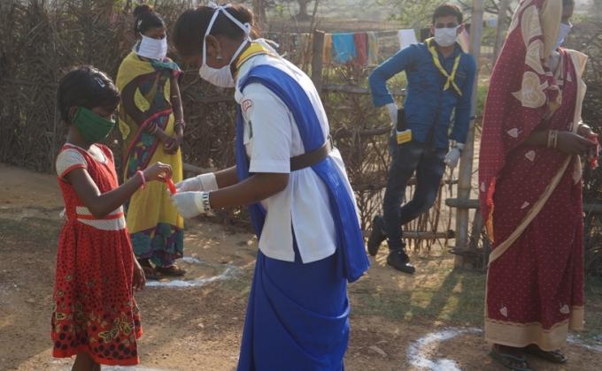 Hand wash demonstration and sanitizers distribution 