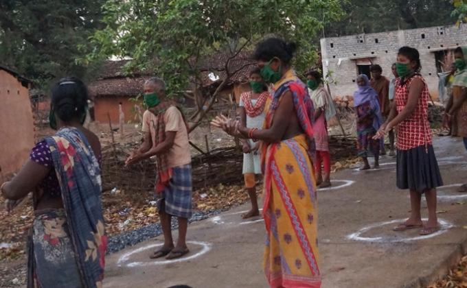 Hand wash demonstration at Kulga village of Bargaon Block, Sundargarh, Odisha