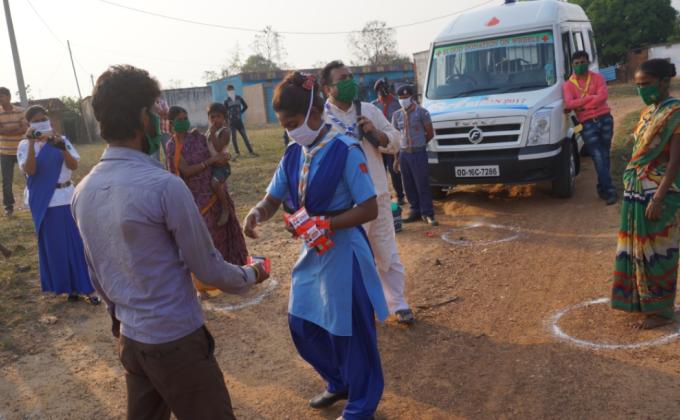 Hand wash demonstration at Jarangloi village of Bargaon Block, Dist. Sundargarh